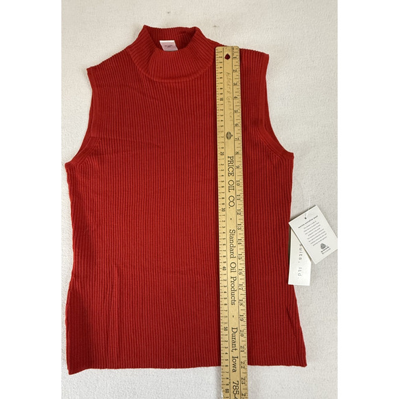 Pursuits,ltd woolmark Sleeveless Turtleneck Shirt Red Blouse Womens S Preppy Y2K - Picture 9 of 12